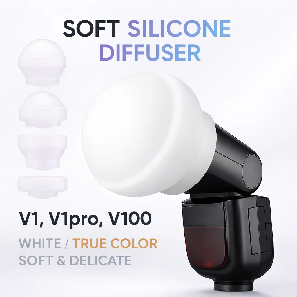 Portable Silicone Light Ball Diffuser Compatible with Godox V1 V100 AD100Pro H200R, Soft Even Light, No Color Cast