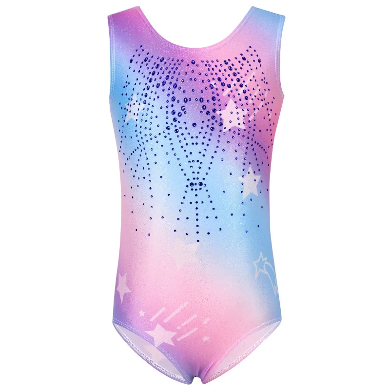 Kids Girls Gymnastics Leotards Bronzing Sleeveless Dancewear Leotards Ballet Dress Dance Ballet Leotards 5-12 Years