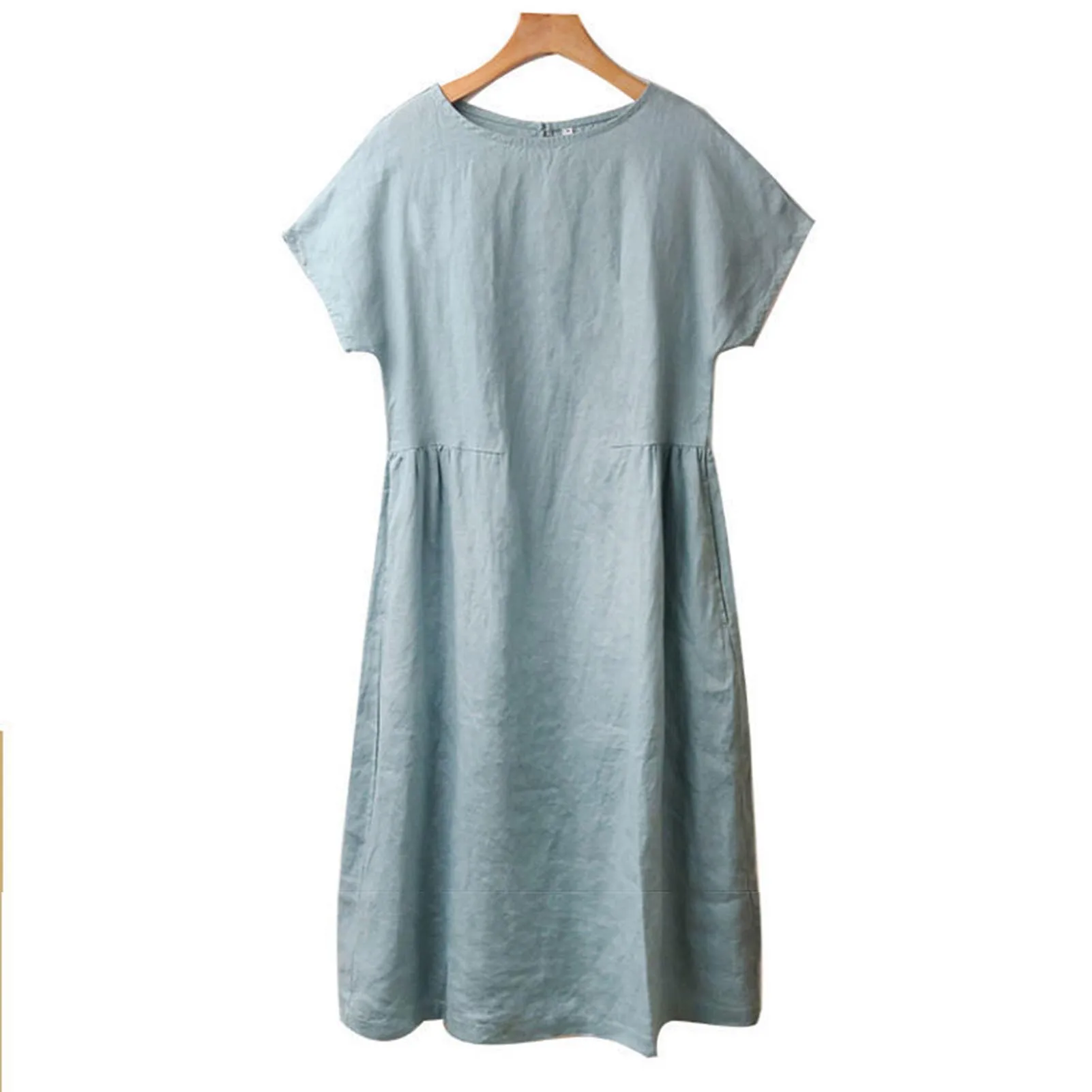 Vintage Loose Dress Trendy Short-sleeved Dress Skin-friendly and Fine Workmanship Dress for Women Holiday Outdoor Wear