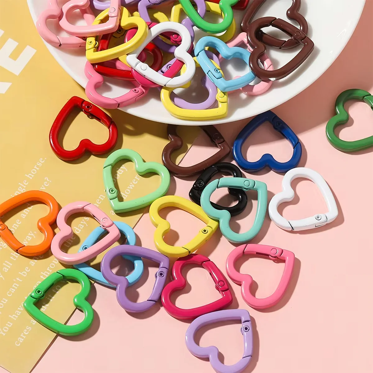 1pc Metal Heart Spring Clasp Openable Love Shaped Carabiner Keychain Clips Hook Dog Chain DIY Jewelry Buckles Connector