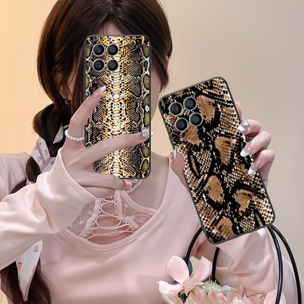 Snake Skin Texture Mobile Cell Phone Case for Huawei Honor 90 80 70 60 50 30 20 10 9 8 7 Pro S SE Lite 5G Black Cover Shell