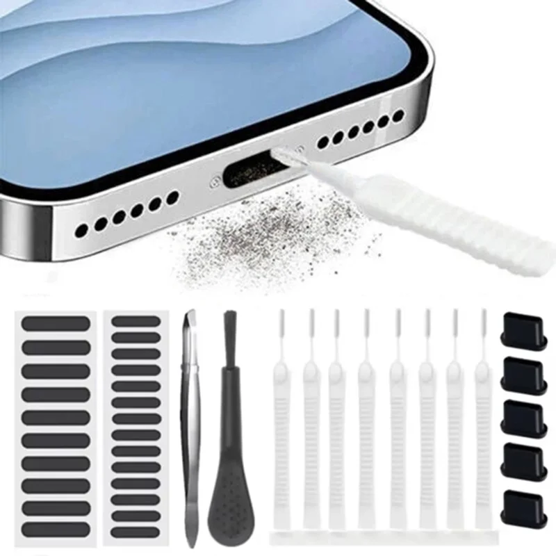66Pcs Universal Dust Plug Phone Speaker Anti Dust Mesh Sticker For iPhone Type C Micro USB Charge Port Protector Cleaning Tools