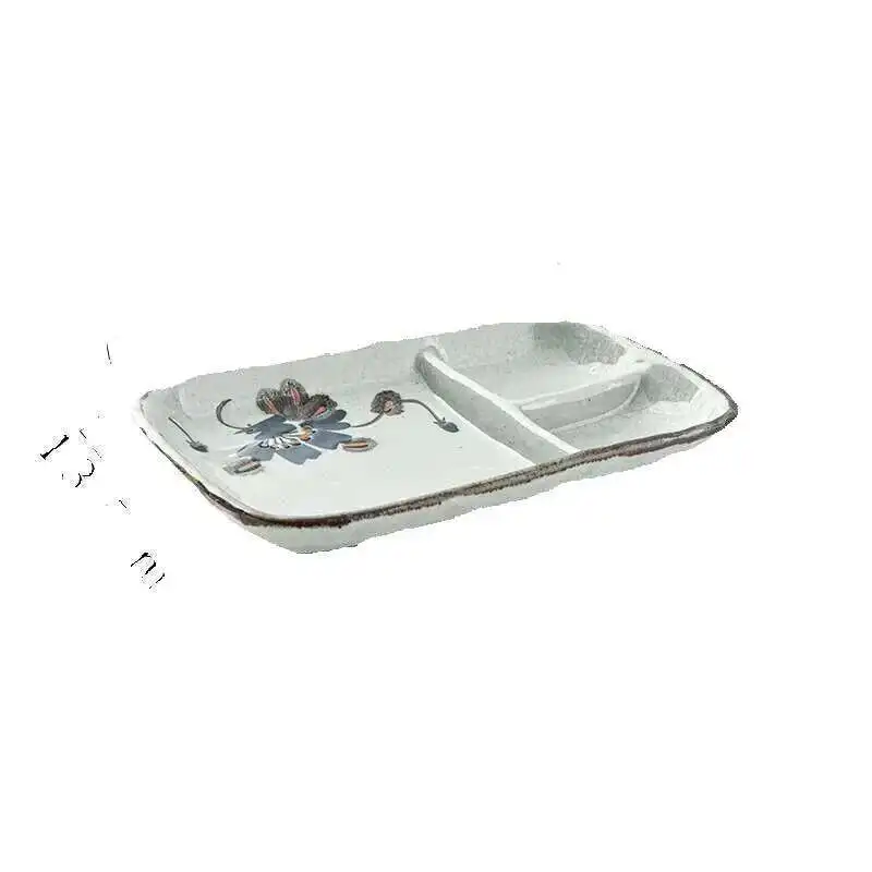 Part Dumpg Plate Cooking Three Grid Rectangular Japanese Style Dining Creative Internet Celebrity Restaurant Tableware