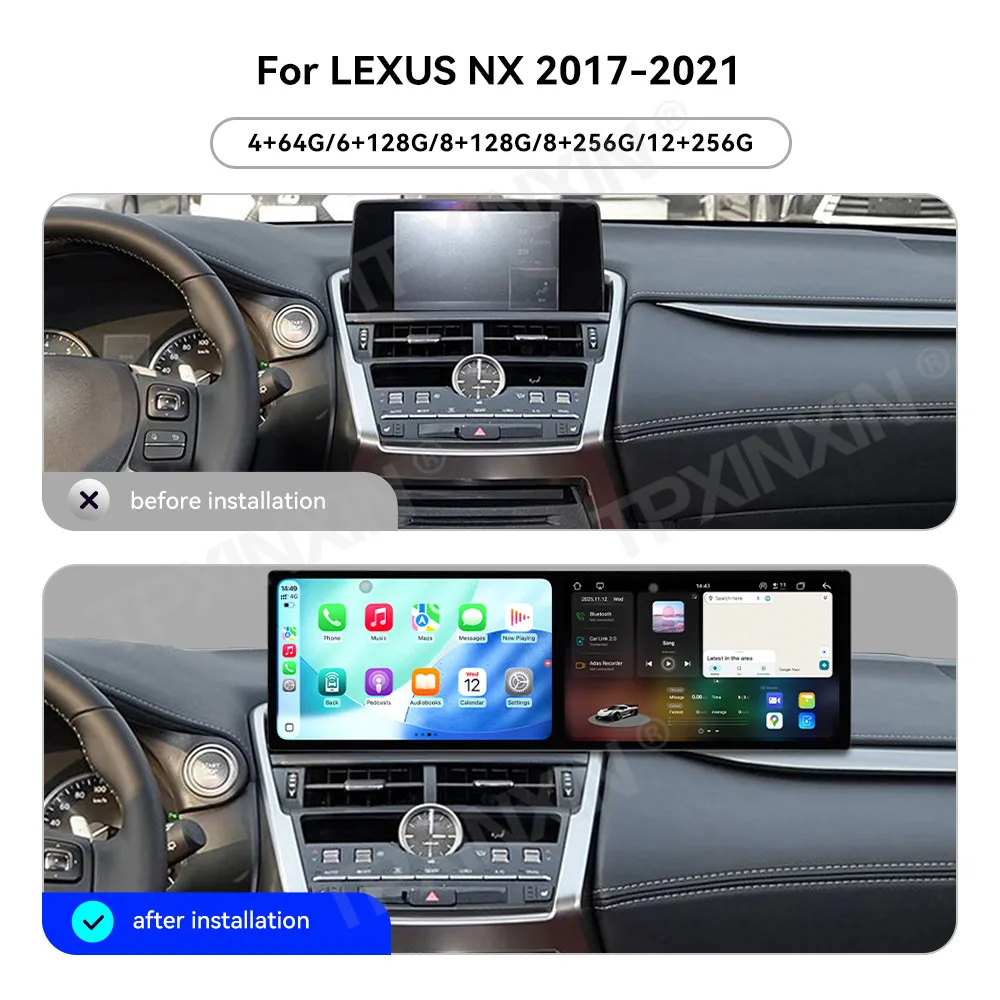 11.5 بوصة شاشة مزدوجة أندرويد 15 Carplay راديو السيارة ستيريو لكزس NX 2017 ~ 2021 الملاحة نظام تحديد المواقع سيارة مشغل وسائط متعددة رئيس وحدة #6