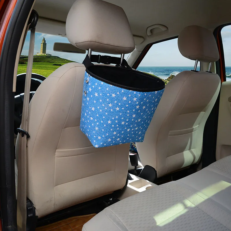 

Car Seat Back Storage Bucket Printing Hanging Waterproof Large Capacity Multi-function Auto Trash Can Car Interior Storage Bag