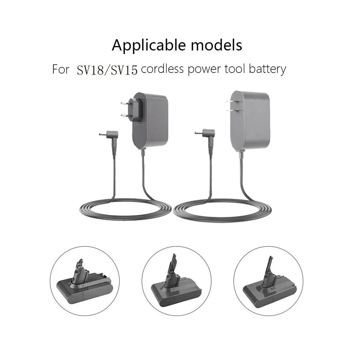 Carregador para aspirador Dyson, adaptador de energia da bateria, 1.8M, US Plug, SV18, SV15, 21.75V, 1.1A, 1.8