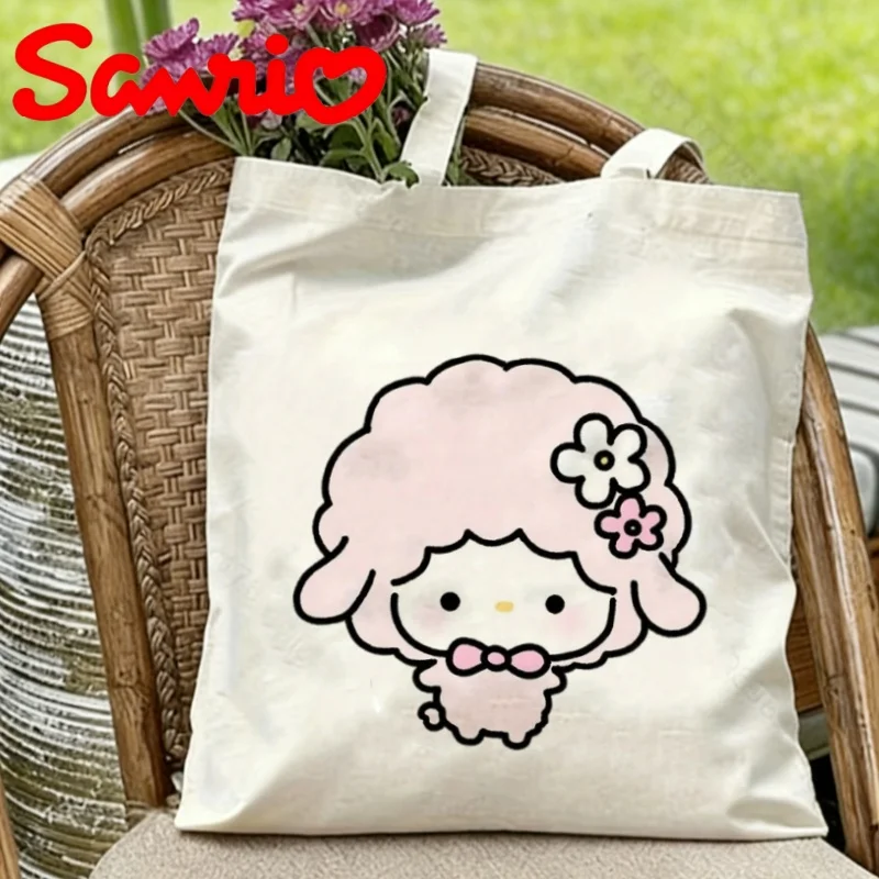 

1PC Sanrio My Sweet Piano Canvas Tote Bag Double-sided Cute Print Eco-friendly Reusable Shoulder Bag