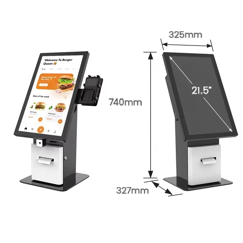 Desktop 21.5 Inch Android Catering Touch Screen Food Ordering Self Service Kiosk Payment for Burger Shop