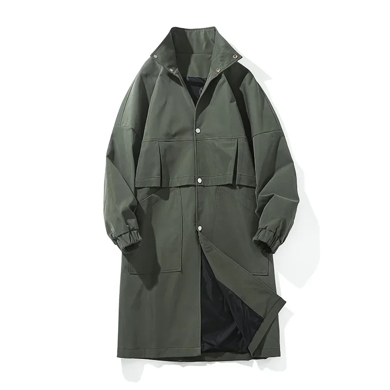 Autunno e inverno nuova giacca a vento cappotto da uomo medio lungo giacca d\'assalto antivento e caldo Trench oversize con cappuccio da uomo