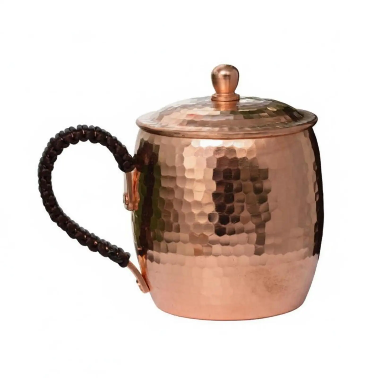 Handmade Copper Mug with Lid for Tea Coffee Beer and Cocktail Artisan Metal Cup Vintage Style Drinkware Gift