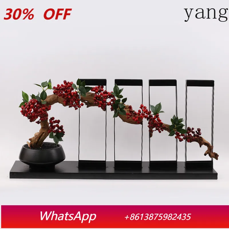 

LTT new Chinese-style red welcome pine bonsai ornament, porch aisle staircase soft decoration