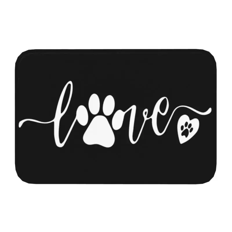 Cute Pet Dog Love Paw Front Door Mat Anti-Slip Absorbent Outdoor Doormat Floor Bath Rug Entrance Kitchen Bedroom Balcony Carpet