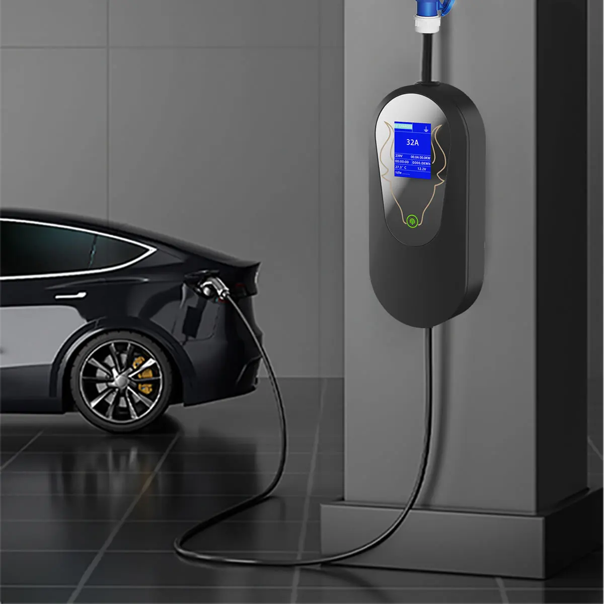 7KW 32A 1 Phase Type2 GB/T AC Portable EV Charger with CEE EU Plug Change Current Electric Car Charger For Electric Vehicle