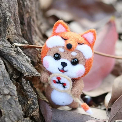 Unfinished Felt Kit Fox Head Rabbit Cute Cartoon Animal Plush Toy DIY Wool Needle Felt Sewing Kit DIY Handmade Gift