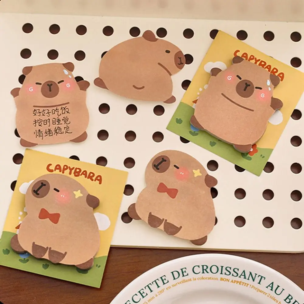 4 Teile/beutel Kawaii Capybara Memo Pad Tragbare Langlebig Cartoon Notizblock Multifunktions Selbstklebende Nachricht Papier