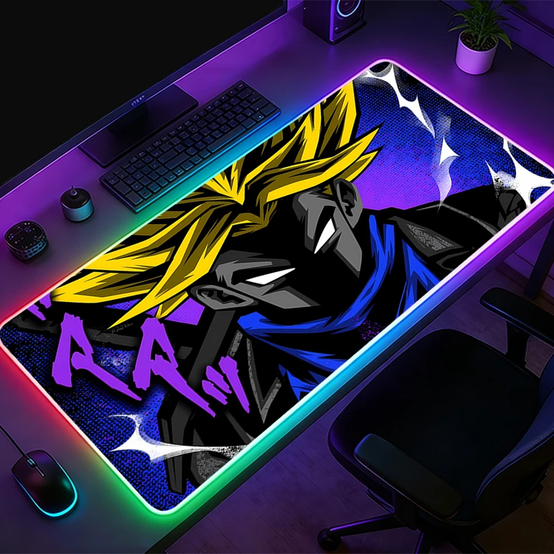 

Светодиодный игровой коврик для мыши с подсветкой Аниме Гоку Настольный коврик RGB Настольные украшения Компьютерные Dragon Balls Z Коврик для мыши PC Gamer Полный коврик