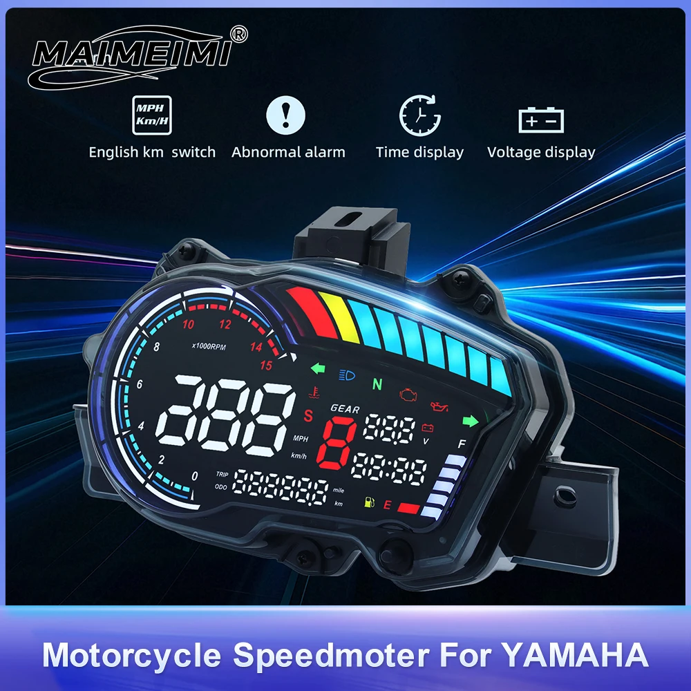 

12V LED Digital Motorcycle Speedometer MPH KM/H Motorbike Tachometer RPM Gauge Gear Clock Display For Yamaha Y15 V1 Y15ZR
