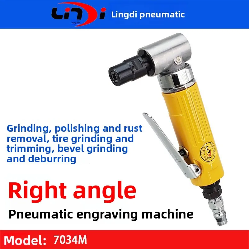 Taiwan Lingdi 7034m Pneumatic Engraving Grinder, Right-Angle Air Grinder, Elbow Grinder, 6mm Grinding Wheel Machine