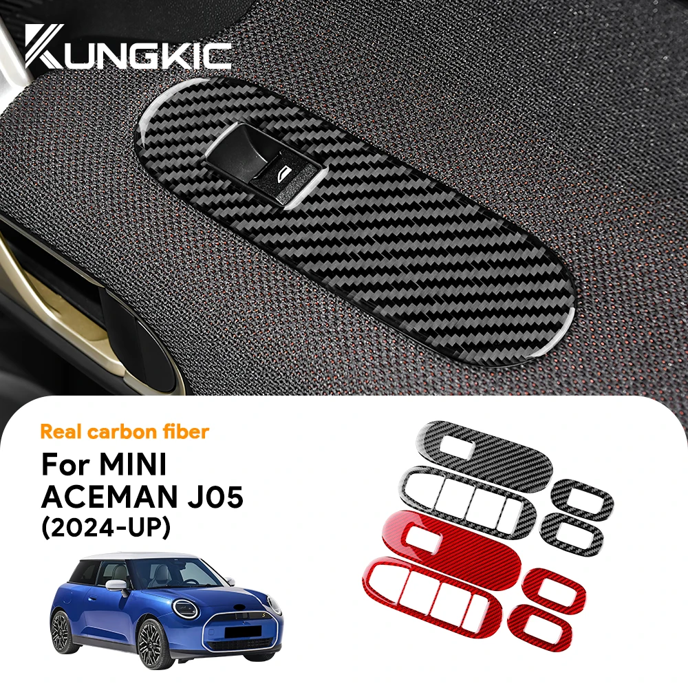 

Car Door Window Switch Panel Frame Cover Real 3D Soft Carbon Fiber Sticker for MINI Aceman J05 2024-2025 Interior Upgrade Kit