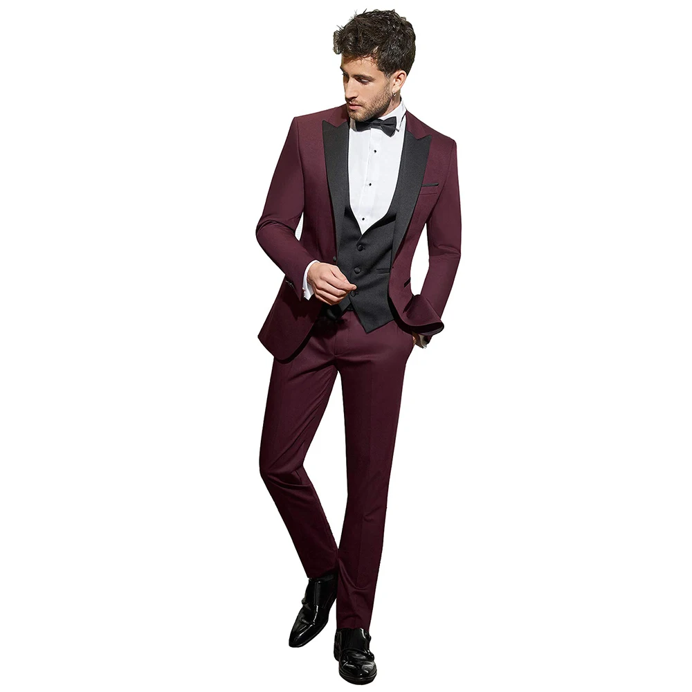 

Men's 3Pcs Suit Single Breasted Button Peak Lapel Tuxedos for Formal/Party/Prom