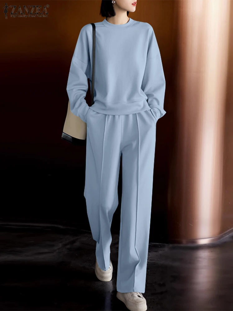 

ZANZEA Autumn Women's Sweatshirt Suit 2 Piece Sets Women Casual Sweaters Jogging Tracksuit 2pcs Outfit Trousers Sets Oversized