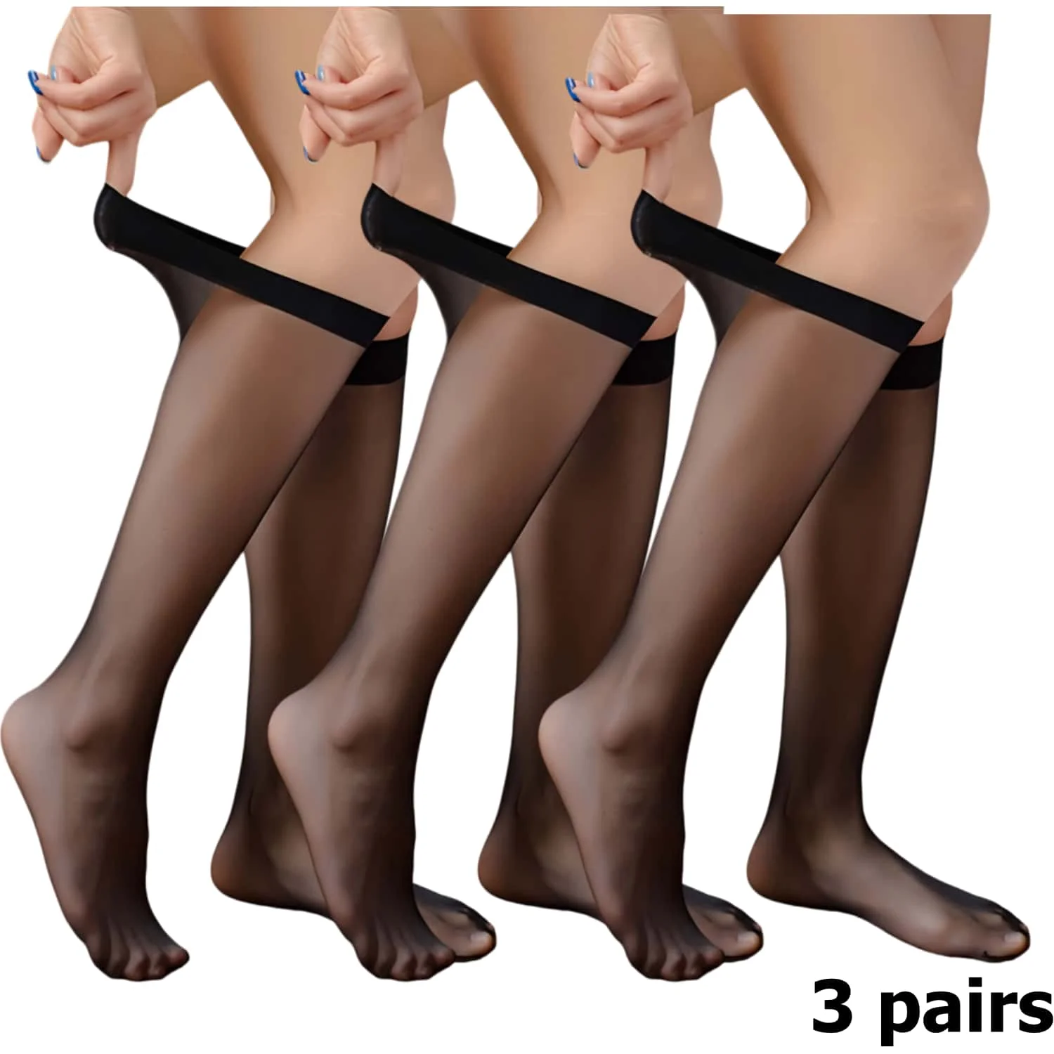 3 Pairs/set Women Sheer Knee High Sock Sexy Ultra Thin Crystal Silk Calf Socks Summer Stockings JK Lolita Female Elastic Hosiery