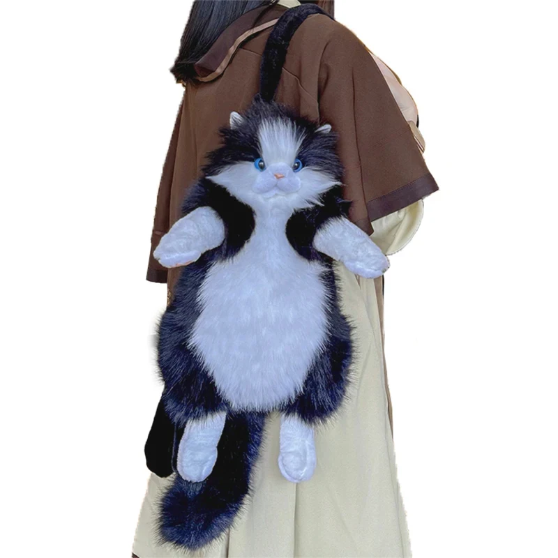 Handmade Plush Kitten Lolita Backpack Stuffed Animal Cow Cat Fashion Gift For Women Kids Anniversary Birthday Backpacks Gift