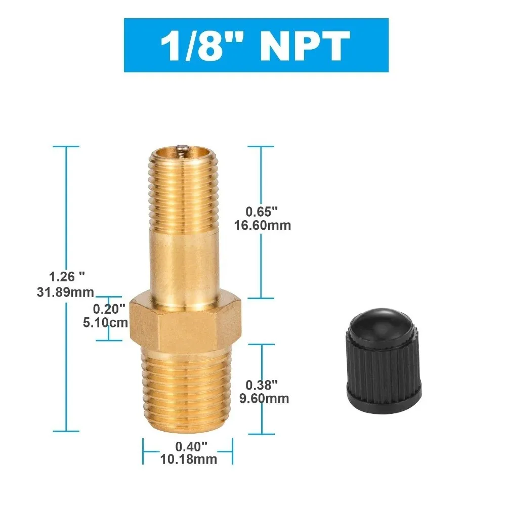 1/4 NPT 1/8 NPT M10 Air Tank Fill Valve Brass Protective Dust Cap Air Compressor Valve Male Threaded Connection Anti-Corrosion