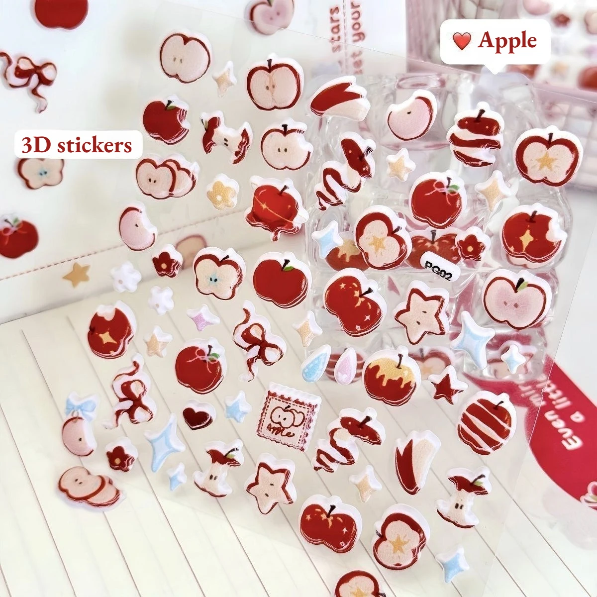

Милые мини-наклейки с частицами яблока, 3D забавные детские декор «сделай сам», чехол для телефона и украшение для камеры, рельефные наклейки для скрапбукинга