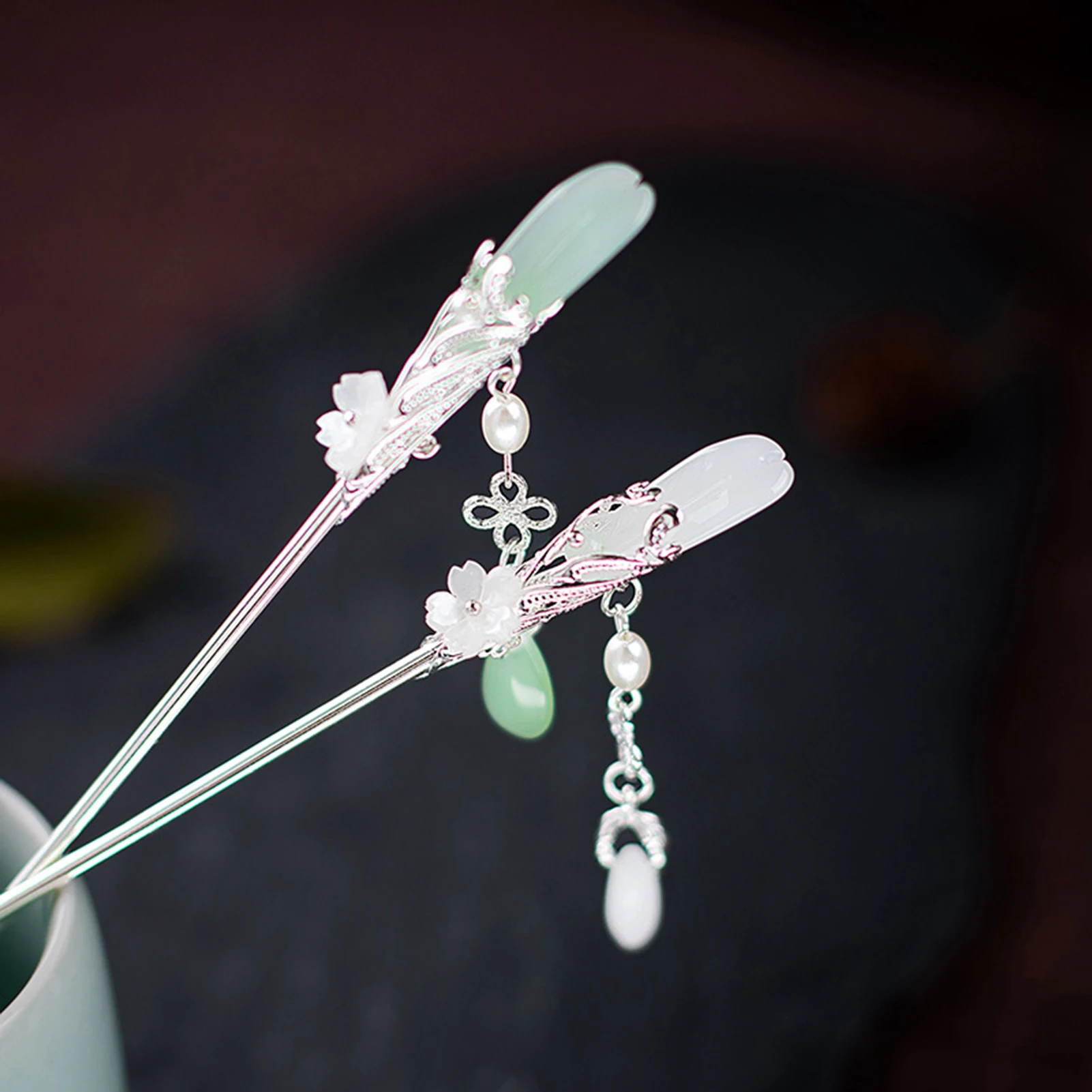 Traditional Hair Stick Chinese Style Hanfu Tassel Flower Hair Pin Clips Vintage Chopstick Headwear For Women Jewelry Accessories