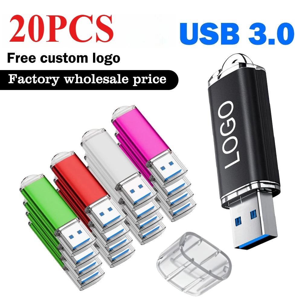 

20pcs/lot Custom Logo USB 3.0 Flash Drive Pen Drive 4GB 8GB 16GB 32GB Pendrive 64GB Memory Stick Real Capacity U Disk Cle Usb