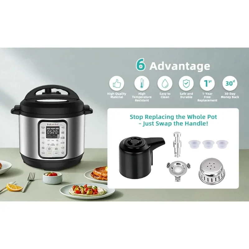For Instant Pot Duo/Plus 3, 5, 6 Quart Steam Release Handle, Original Floating Valve Replacement Parts, with 3 Silicone Covers