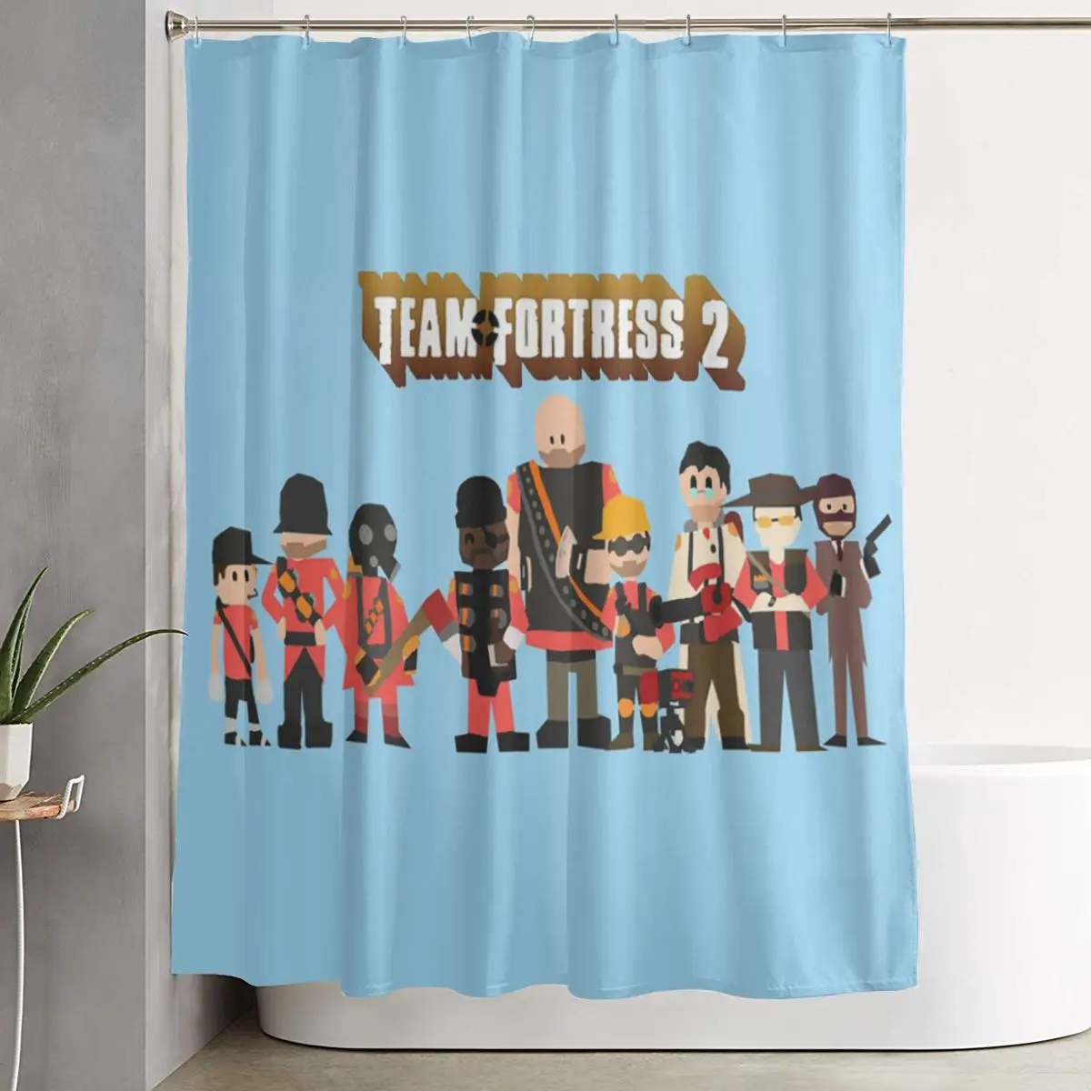

Team Fortress Shower Curtain Bathroom Polyester Waterproof Bath Curtains with Hooks