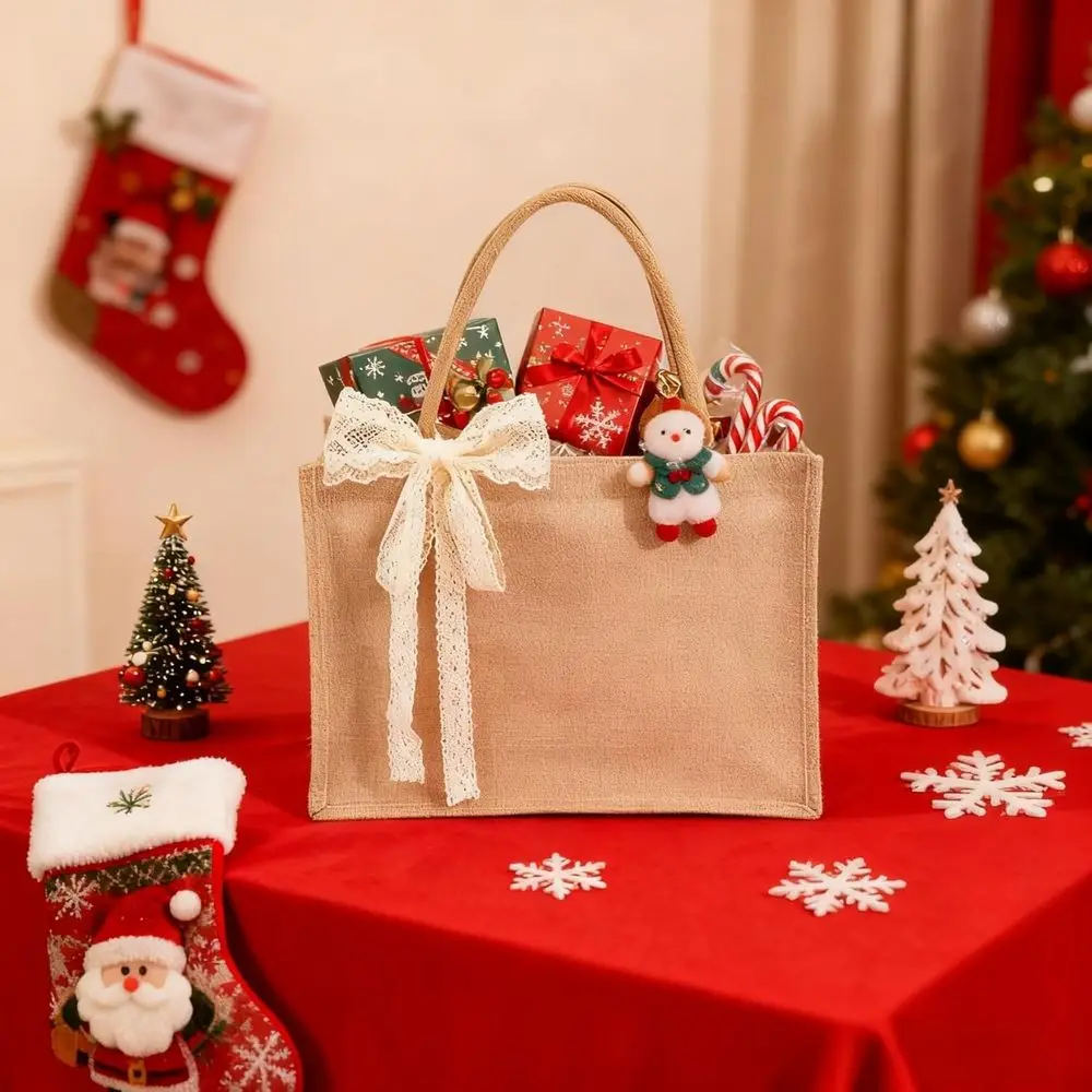 مجموعة من 12 كيسًا من الخيش المقاوم للماء مع مقابض، وحقائب بقالة قابلة لإعادة الاستخدام، 15.35 × 6 × 12 بوصة، مثالية للنساء، وصيفات العروس، Beac