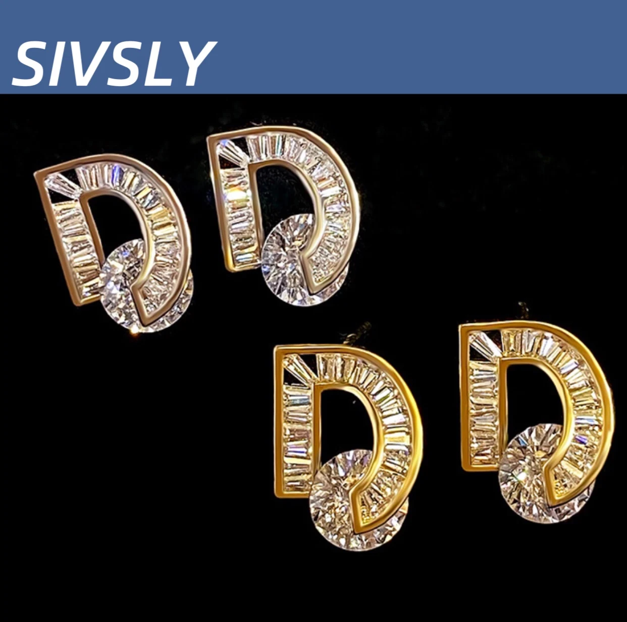 

Luxury design sparkling zircon earring temperament simple earring high-end fashion earring for women