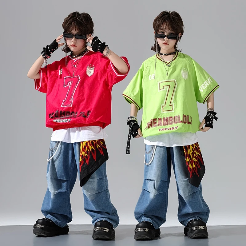 

New Hip-Hop Loose Fashion Costumes Runway Show Drum Set For Boys Jazz Dance Costumes Girls Performance Stage Clothing DQS19865