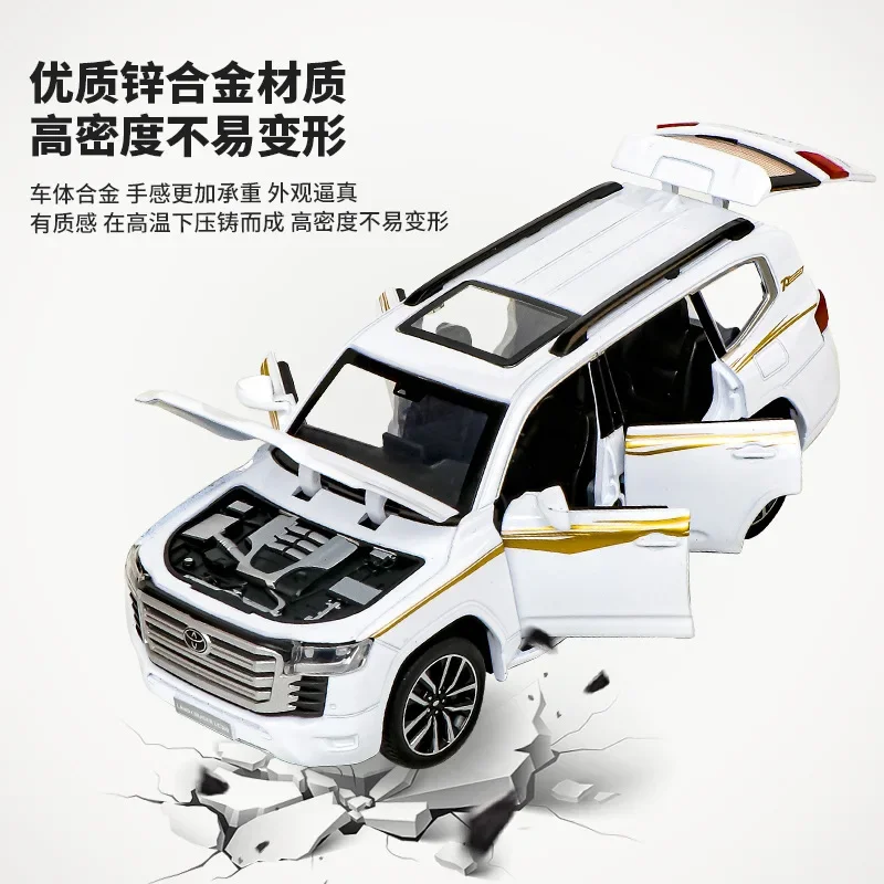 LAND CRUISER LC300 SUV 1:32 alta simulación Diecast Metal aleación modelo coche sonido luz tirar hacia atrás colección juguetes regalos