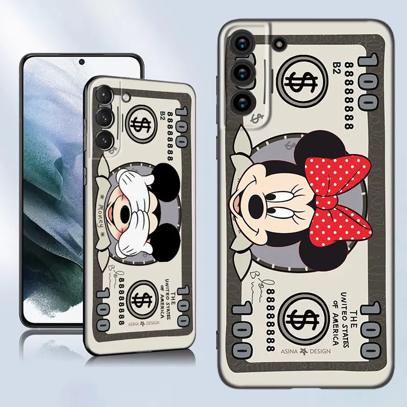 Cute Money Dollar Black Silicone Phone Case For Samsung Galaxy S23 S21 S20 FE S24 S22 Ultra S10E S10 S9 S8 Plus