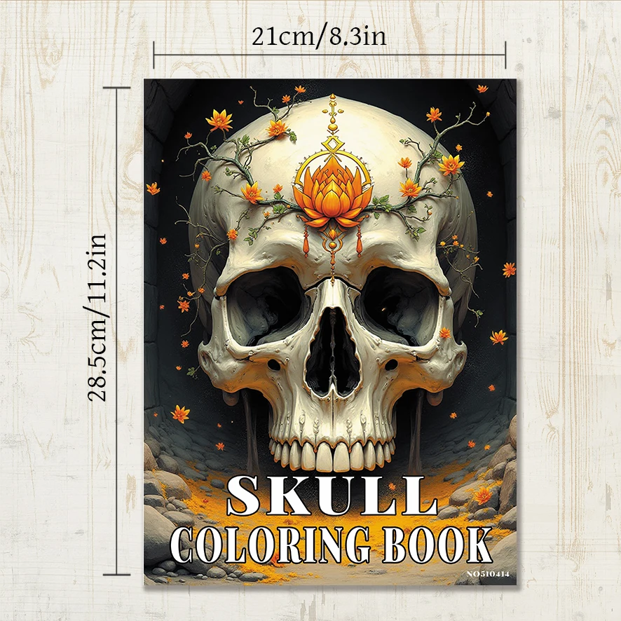 Skull Coloring Book for Adults 8.3x11.2 inches Stress Relieving Creative Art 22 Pages