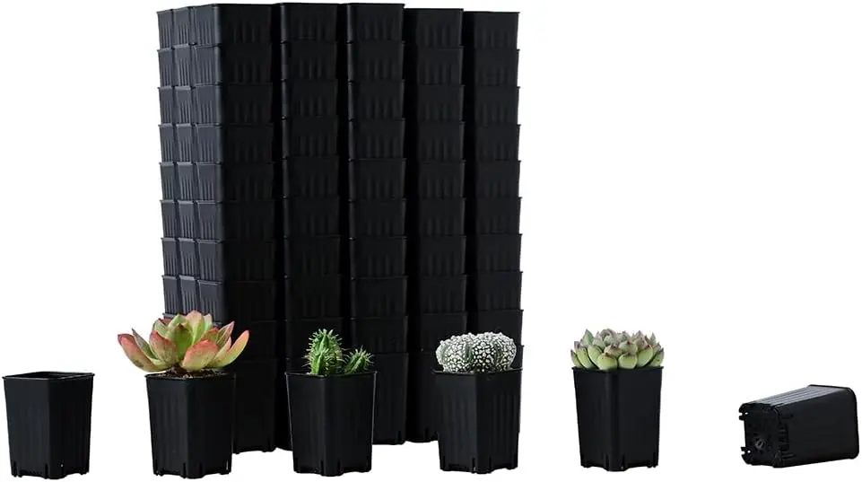 

120 Pack 2.40 Inch Small Black Plastic Square Nursery and Seedling Pot, Deep Transplant Seed Starter Planter with Drain