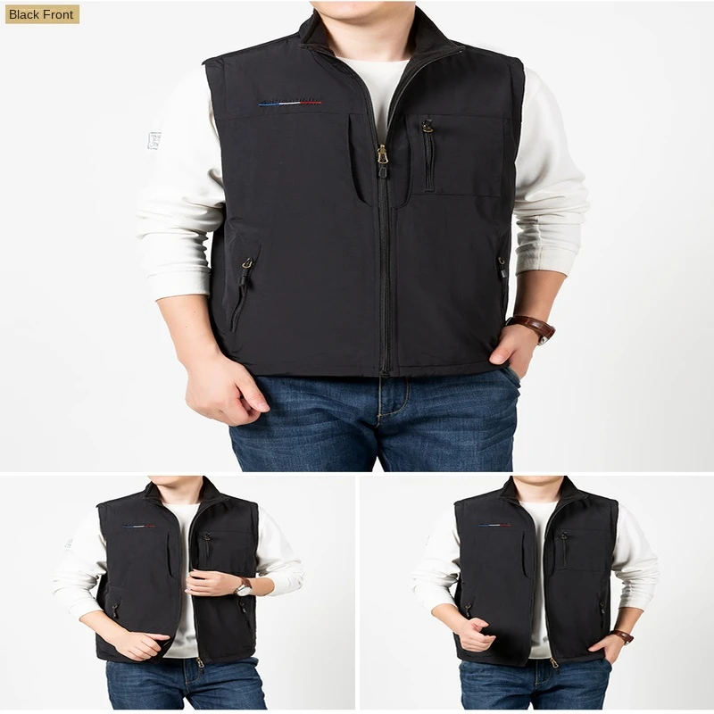 MAN VEST Men's Sleeve Summer Autumn Multi-pocket Tactical Jackets Camping Winter Fishing Clothing Hunting Biker Heated Vests