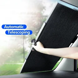 Retractable Windshield Sun Shade Curtains for Car Sun Visor Sunshade Cover Anti-UV Privacy Protection Summer Cooling
