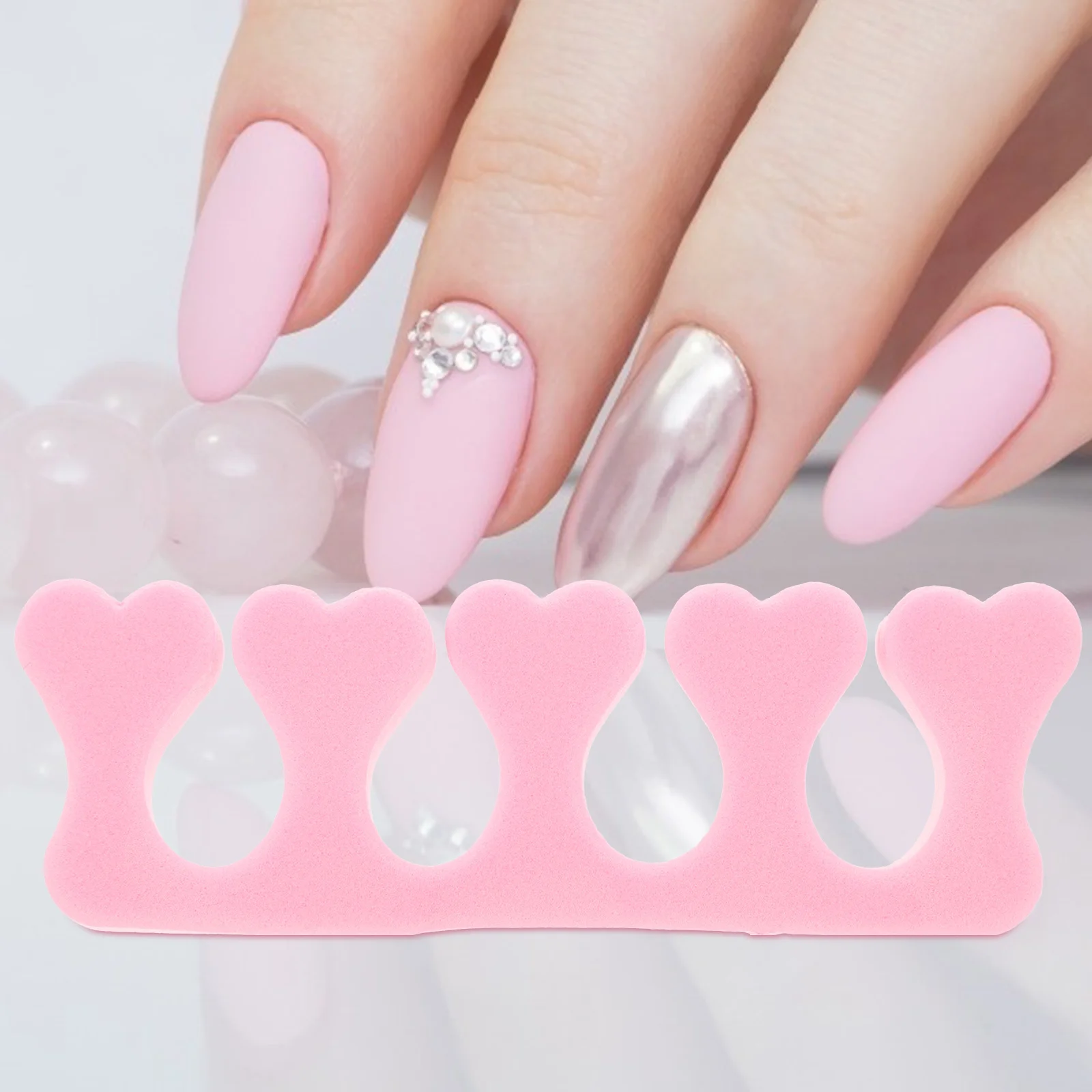 Separadores de dedos de unha reutilizáveis, 40 peças, espuma rosa, divisores de dedos para secagem e proteção perfeitas de esmalte
