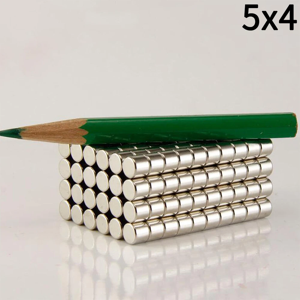 50Pcs 5x4 Round Magnet 5x4mm Permanent Super Strong Powerful Magnetic Disc 5*4 for Fridge, DIY, Building, Scientific
