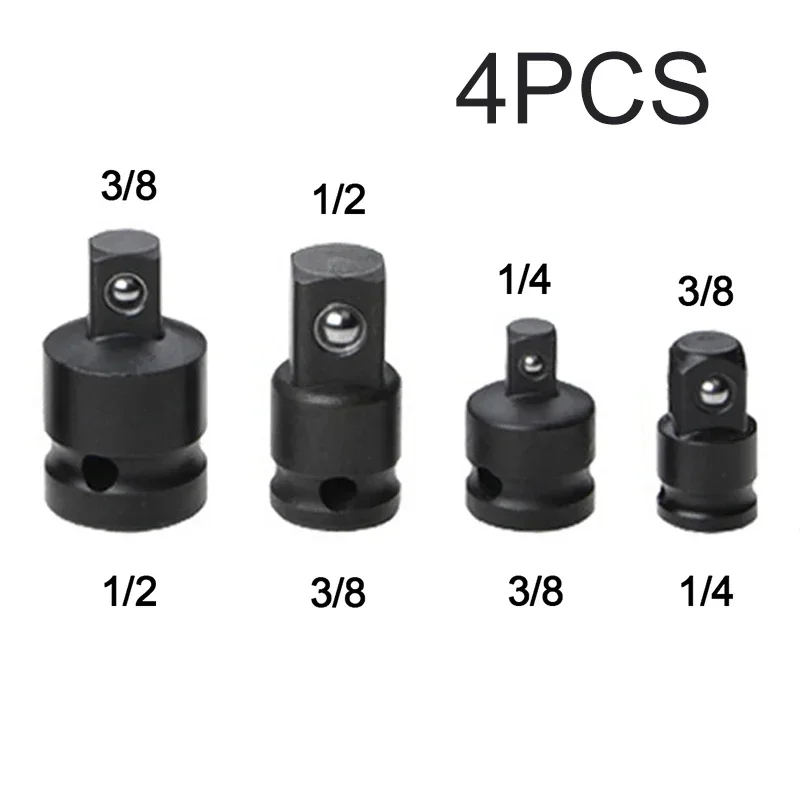 4Pcs Black Socket Convertor Adaptor Reducer Set 1/2 3/8 1/4 Inch Use Wrenches Drills In Auto Driver Construction Work Hand Tool