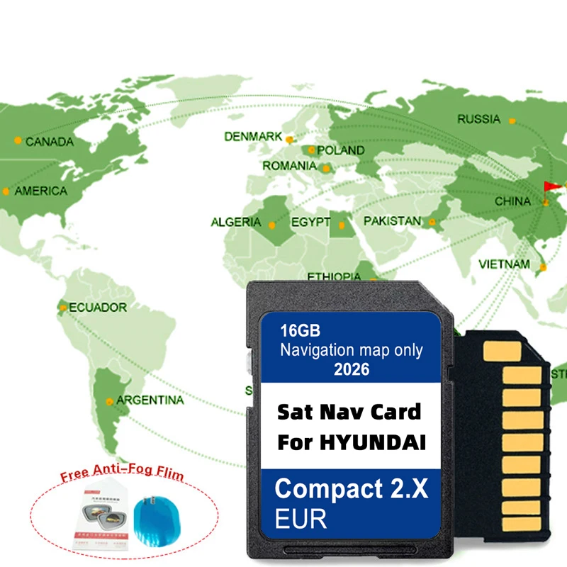 2026 for Hyundai Tucson H1 i20 Santa Fe Grand Santa Fe GEN2 Navigation Compact 2.X Sat Nav Maps Europe UK SAT NAV SD Card 16GB