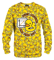 Kawaii New 3D Cute Yellow Duck Print Sweatshirts Rubber Graphic Round Neck Hoodies Children Funny Streetwear Tops Mens Clothing