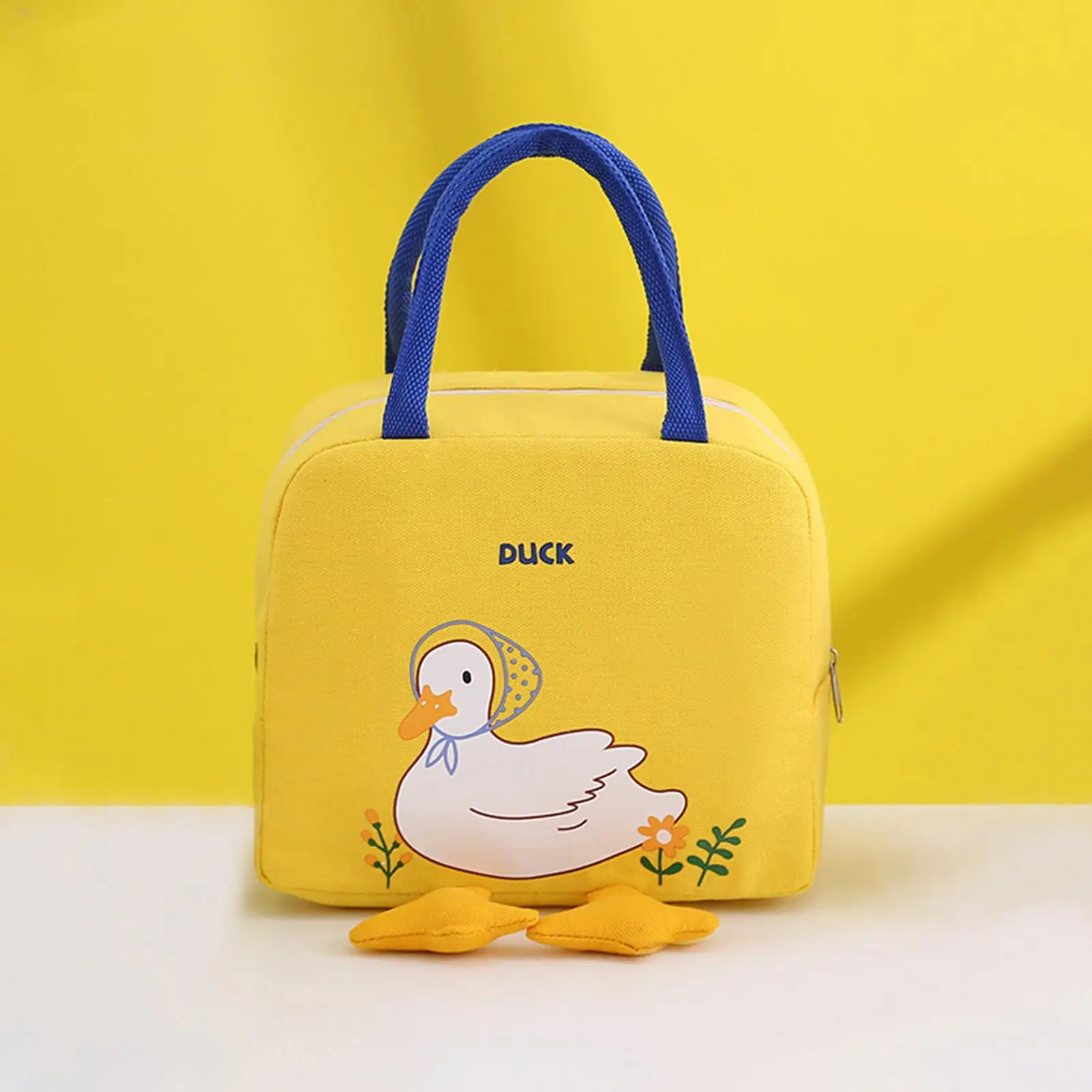 Portable Cute Duck Insulation Lunch Bag Cartoon Fresh Meal Bags Lunch Bag Picnic Handbag Storage Canvas Lunch Box Bags