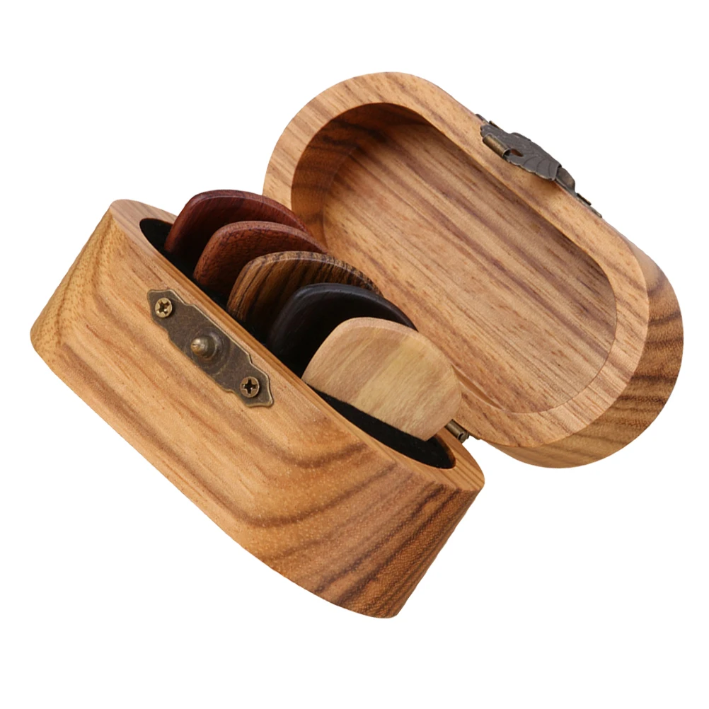 

Pick Storage Box Guitar Picks Wood Ballad Folk for Acoustic Guitars Accessories