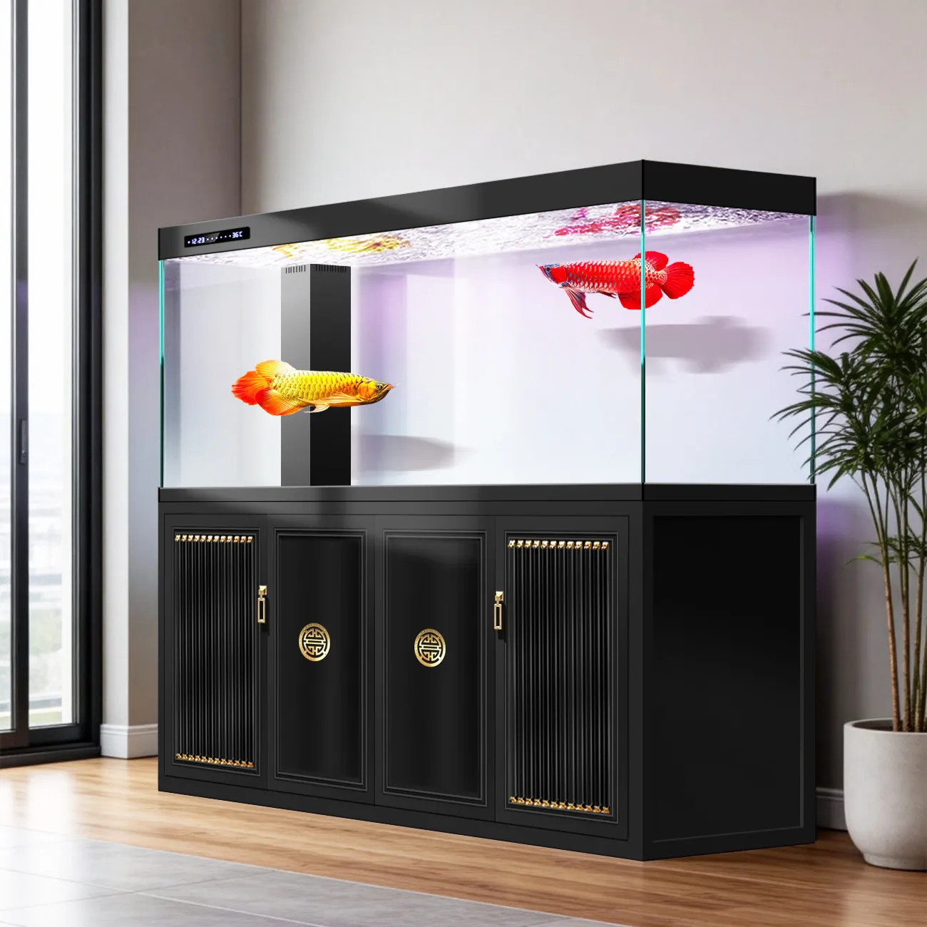 LH living room household Chinese fish tank screen entrance aquarium bottom filter no water change